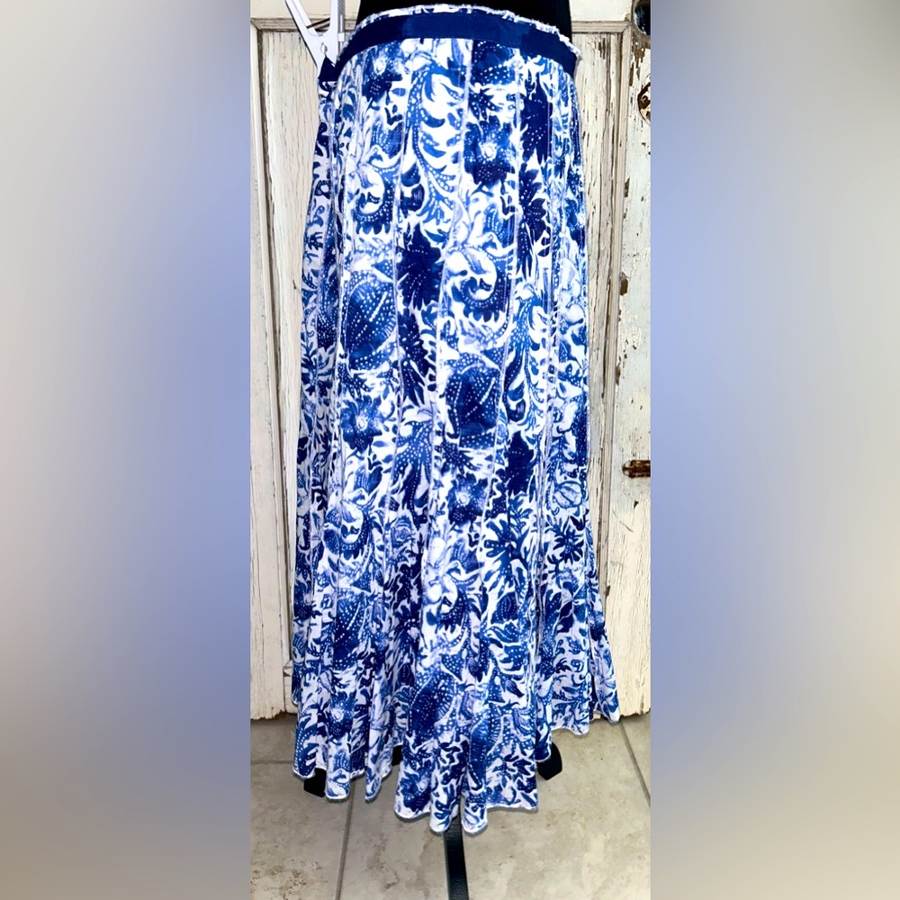 🩵🩵 Boho Blue White Pleated Maxi Skirt🩵🩵 - Picture 6 of 6